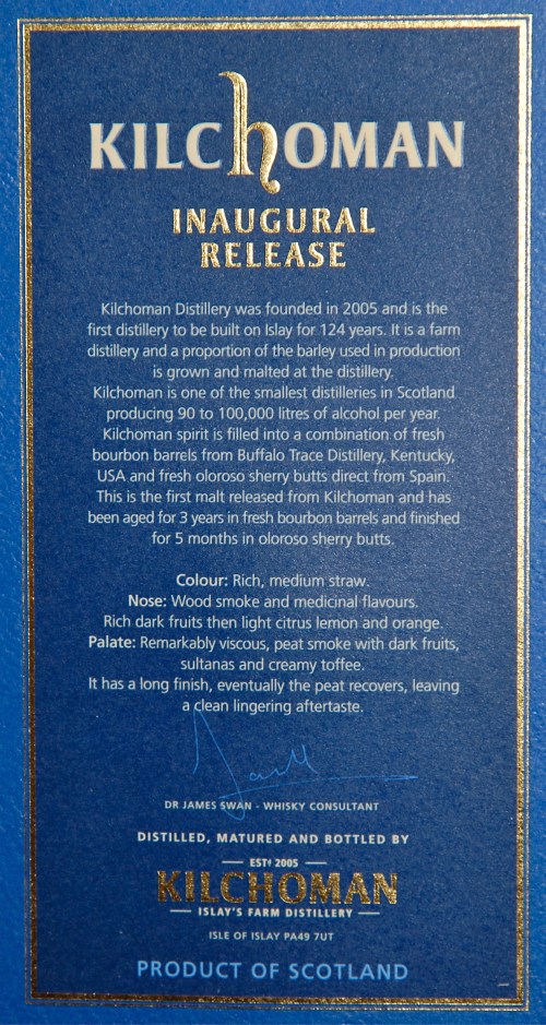 Back of Kilchoman box